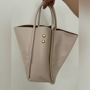 Two way leather bucket tote bag